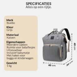 Buxibo 2-in-1 Luier- En Verzorgingstas - Inclusief Verschoon Matje - Baby Rug Tas Met Isoleervak - Diaper Backpack Bag - Reis Rugzak Inclusief Buggy En Kinderwagen Haken - Grote Capaciteit - -Happy Horse Winkel 1200x1200 1118