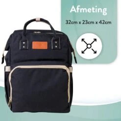 Luiertas Rugzak - Monx Luiertas Verzorgingstas Met Uitklapbaar Babybedje - Overzichtelijke Luierrugzak Extra Buggy En Kinderwagen Haken Inclusief Geïsoleerde Flessenhouder - Zwart -Happy Horse Winkel 1200x1200 1125