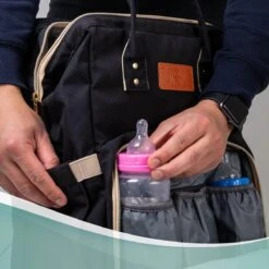 Luiertas Rugzak - Monx Luiertas Verzorgingstas Met Uitklapbaar Babybedje - Overzichtelijke Luierrugzak Extra Buggy En Kinderwagen Haken Inclusief Geïsoleerde Flessenhouder - Zwart -Happy Horse Winkel 1200x1200 1128