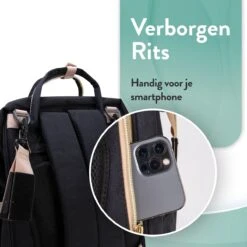 Luiertas Rugzak - Monx Luiertas Verzorgingstas Met Uitklapbaar Babybedje - Overzichtelijke Luierrugzak Extra Buggy En Kinderwagen Haken Inclusief Geïsoleerde Flessenhouder - Zwart -Happy Horse Winkel 1200x1200 1137