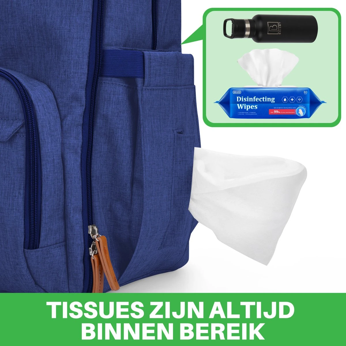 Brisby Slijtvaste Luiertas – Verzorgingstas – Met Buggymontage - Blauw 5 Brisby Slijtvaste Luiertas – Verzorgingstas – Met Buggymontage - Blauw - Afbeelding 3