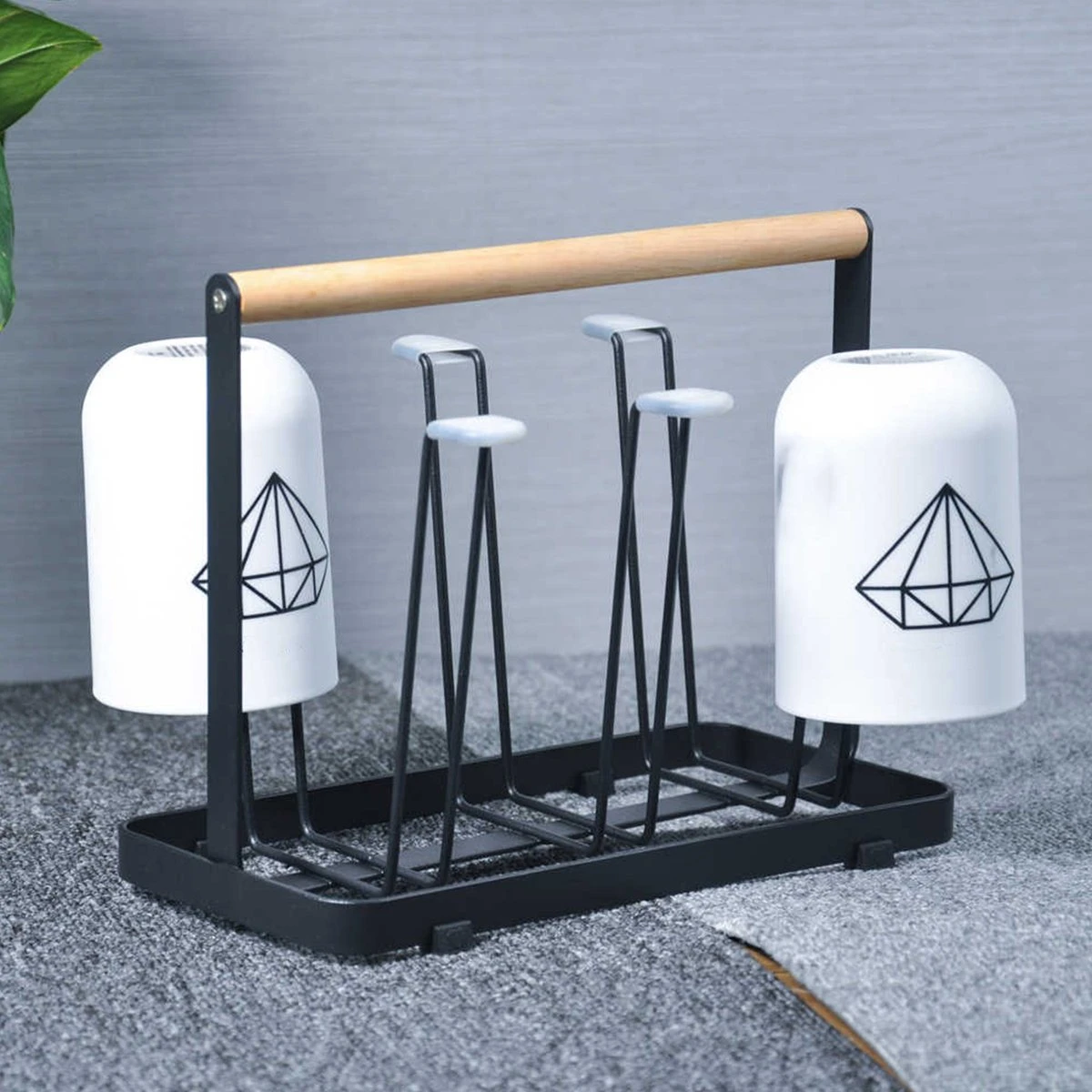 Flessenrek - Droogrek Babyfles - Flessen Rek Baby - Flessendroogrek - Afdruiprek - Afwasrek - Flessenrekje - Lekbak - Égouttoir - Zwart Met Houten Handvat - Vetalo 6 Flessenrek - Droogrek Babyfles - Flessen Rek Baby - Flessendroogrek - Afdruiprek - Afwasrek - Flessenrekje - Lekbak - Égouttoir - Zwart Met Houten Handvat - Vetalo - Afbeelding 4