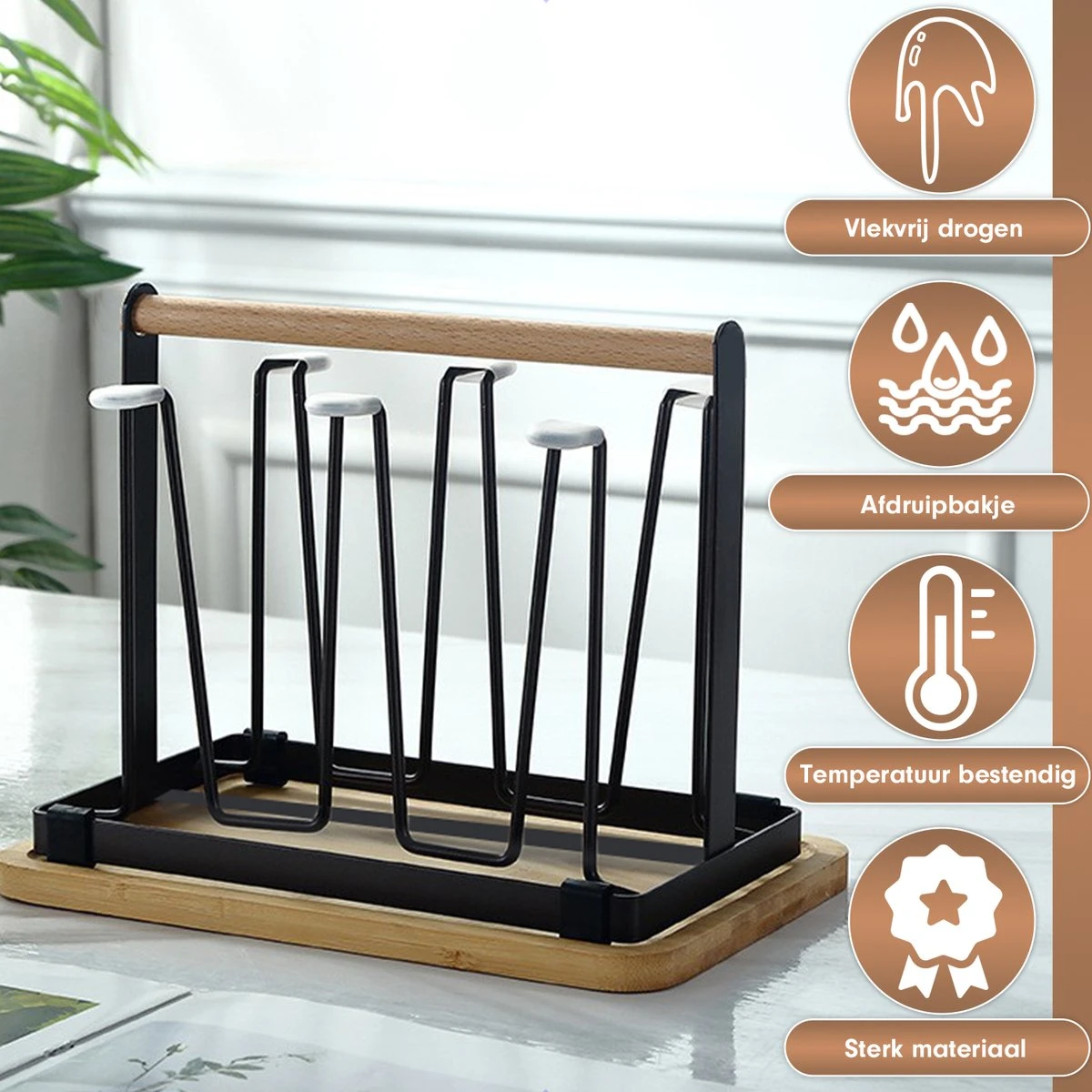 Flessenrek - Droogrek Babyfles - Flessen Rek Baby - Flessendroogrek - Afdruiprek - Afwasrek - Flessenrekje - Lekbak - Égouttoir - Zwart Met Houten Handvat - Vetalo 9 Flessenrek - Droogrek Babyfles - Flessen Rek Baby - Flessendroogrek - Afdruiprek - Afwasrek - Flessenrekje - Lekbak - Égouttoir - Zwart Met Houten Handvat - Vetalo - Afbeelding 7