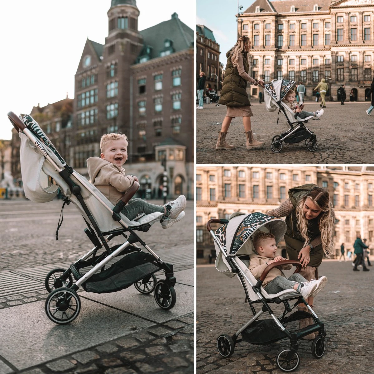 Deryan Luxe Rolo Luxe Lichtgewicht Buggy - Zoo Creme 4 Deryan Luxe Rolo Luxe Lichtgewicht Buggy - Zoo Creme - Afbeelding 2