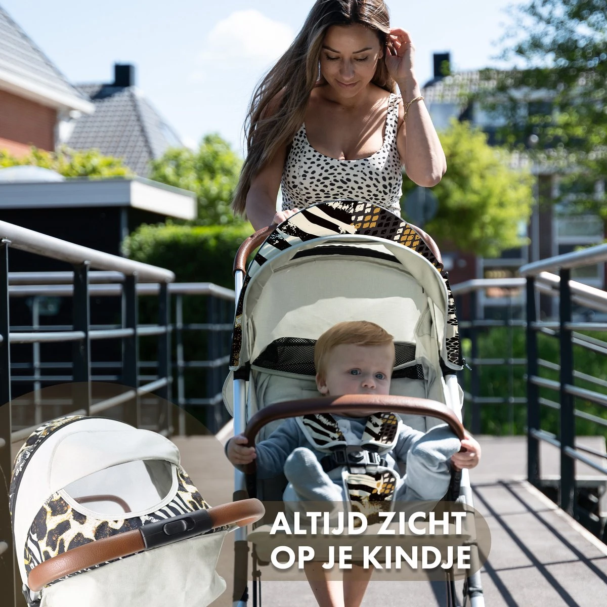 Deryan Luxe Rolo Luxe Lichtgewicht Buggy - Zoo Creme 7 Deryan Luxe Rolo Luxe Lichtgewicht Buggy - Zoo Creme - Afbeelding 5