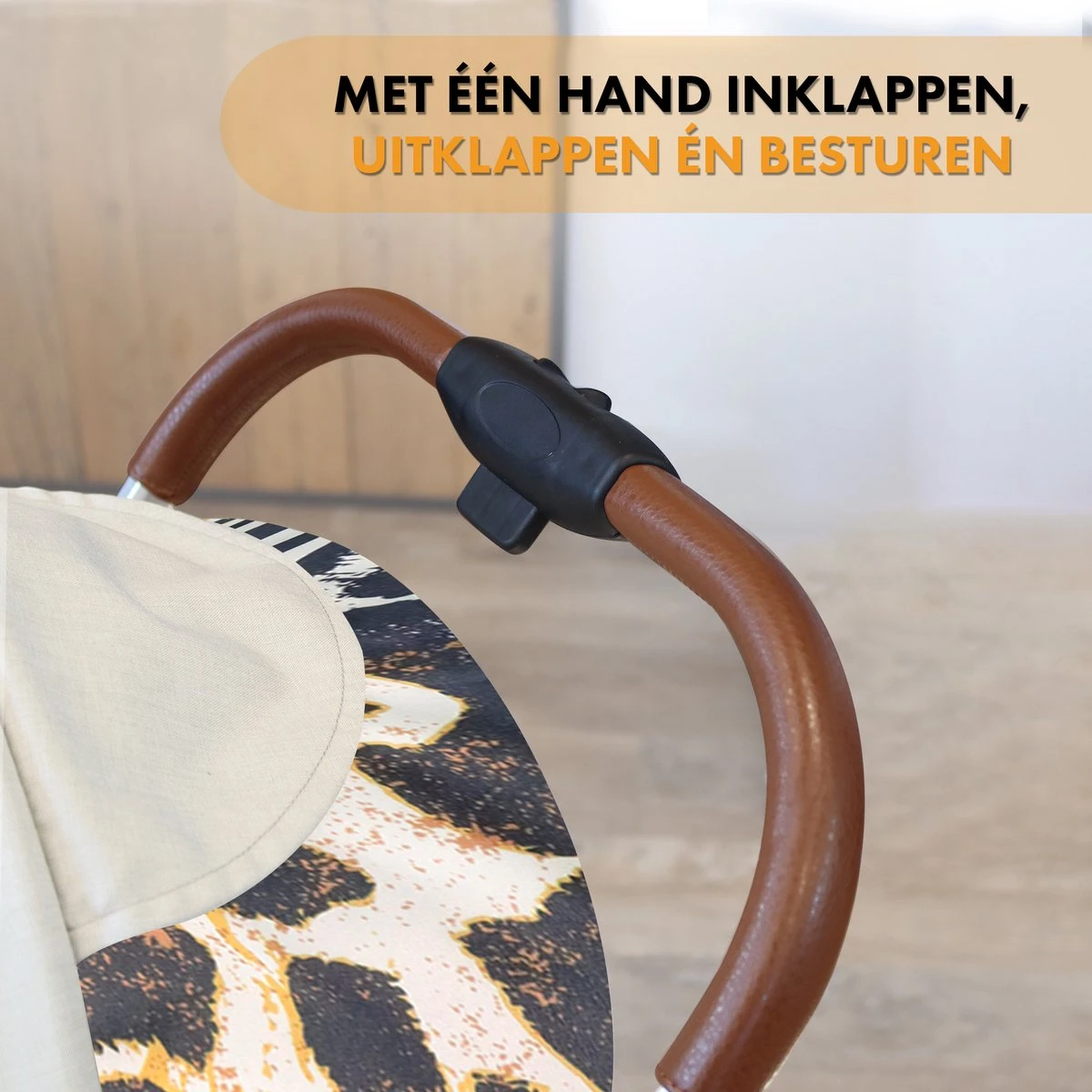 Deryan Luxe Rolo Luxe Lichtgewicht Buggy - Zoo Creme 16 Deryan Luxe Rolo Luxe Lichtgewicht Buggy - Zoo Creme - Afbeelding 14