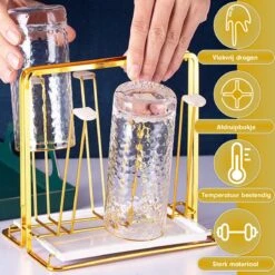 Flessenrek - Droogrek Babyfles - Flessen Rek Baby - Flessendroogrek Met Opvangbak - Afdruiprek - Afwasrek - Flessenrekje - Lekbak - Égouttoir - Goude Droogrek - Vetalo -Happy Horse Winkel 1200x1200 138