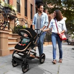 KIDUKU- 3 In 1 Combi-kinderwagen- Zwart/goud- Buggy Incl. Autostoeltje-regenhoes- Inklapbaar -Happy Horse Winkel 1200x1200 1477