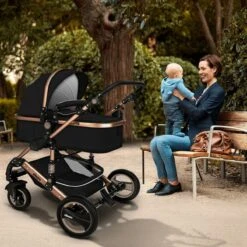 KIDUKU- 3 In 1 Combi-kinderwagen- Zwart/goud- Buggy Incl. Autostoeltje-regenhoes- Inklapbaar -Happy Horse Winkel 1200x1200 1478