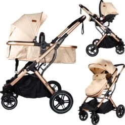 Ding Juna Kinderwagen 3 In 1 - Beige/Rose - Combi Kinderwagen Incl. Autostoel -Happy Horse Winkel 1200x1200 1510