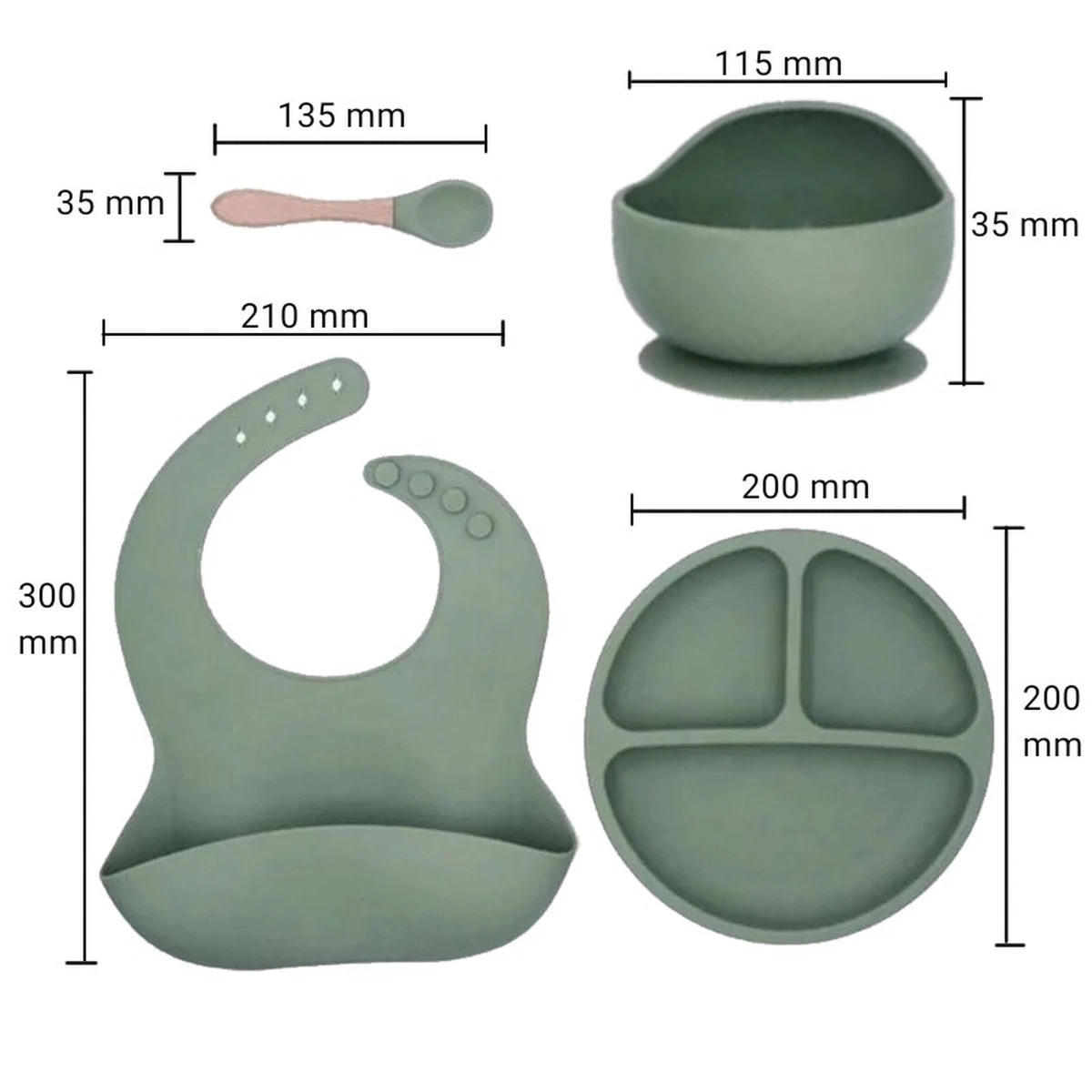 Baby-V® 4 Delig Siliconen Kinderservies Set Met Zuignap - Kinderbord Met Vakjes - Vaatwasserbestendig - Siliconen Servies Baby Met Zuignap - Kinderserviesset - Groen 13 Baby-V® 4 Delig Siliconen Kinderservies Set Met Zuignap - Kinderbord Met Vakjes - Vaatwasserbestendig - Siliconen Servies Baby Met Zuignap - Kinderserviesset - Groen - Afbeelding 11