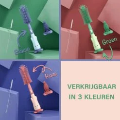Baby Flessenborstel - Flessenreiniger - Flessenborstel Siliconen - Flesvoedingsaccessoires - BPA Vrij - Groen - 3 In 1 -Happy Horse Winkel 1200x1200 157