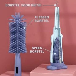 Baby Flessenborstel - Flessenreiniger - Flessenborstel Siliconen - Flesvoedingsaccessoires - BPA Vrij - Groen - 3 In 1 -Happy Horse Winkel 1200x1200 160