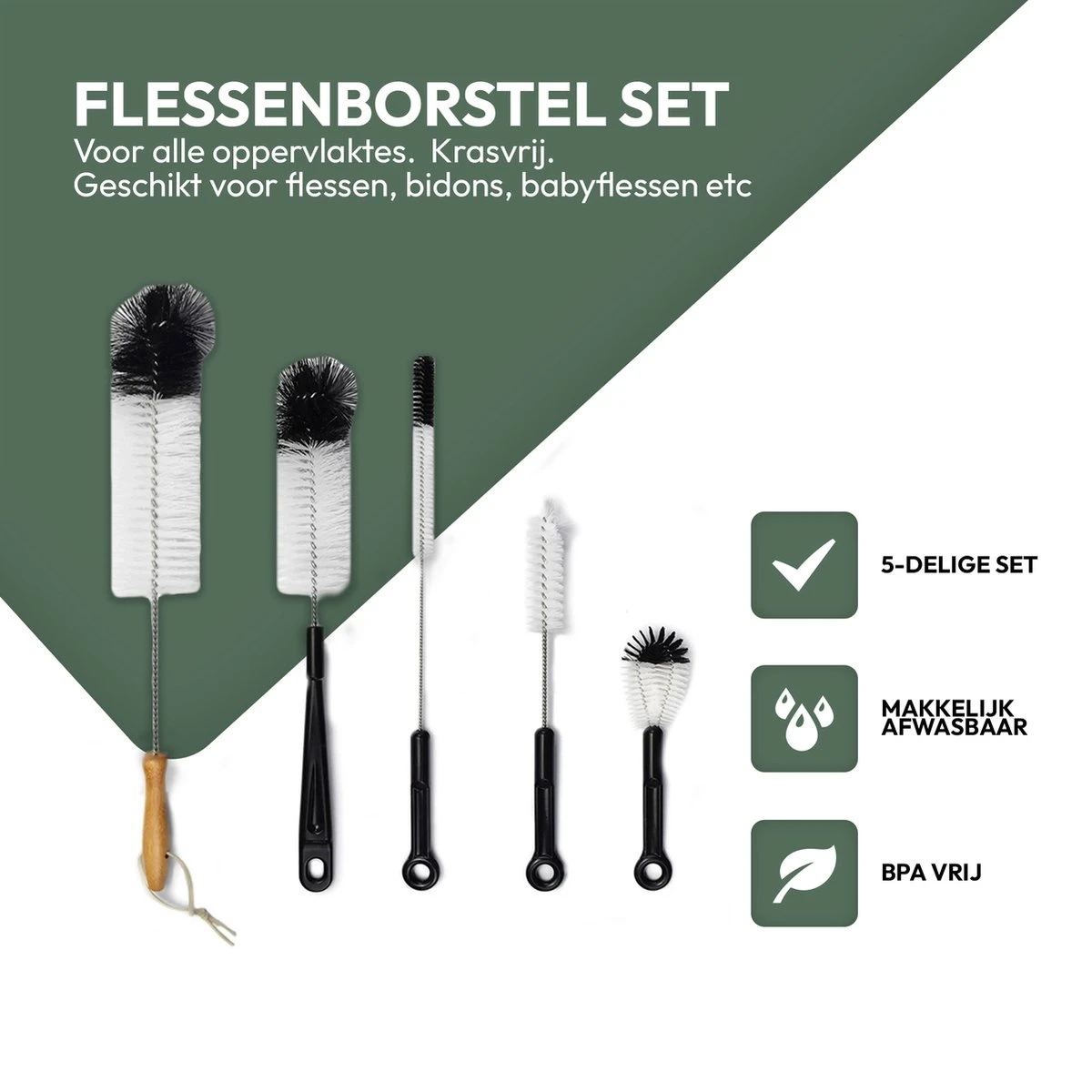 STACK Flessenborstel Set | Speenborstel Set - Flessen Reiniger Set - Melkfles Borstel Set - Drinkfles Reiniger Set - Schoonmaakborstel Set - Flessenreiniger Set - Pijpenborstel - Kras En BPA Vrij - 5 Delige Set Voor Ieder Oppervlak 4 STACK Flessenborstel Set | Speenborstel Set - Flessen Reiniger Set - Melkfles Borstel Set - Drinkfles Reiniger Set - Schoonmaakborstel Set - Flessenreiniger Set - Pijpenborstel - Kras En BPA Vrij - 5 Delige Set Voor Ieder Oppervlak - Afbeelding 2