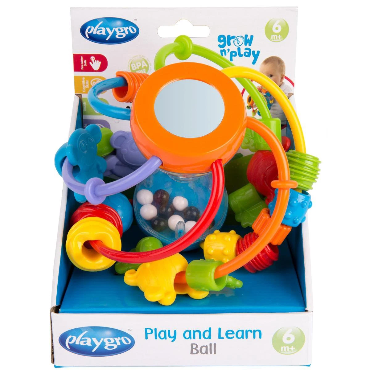 Playgro Speel En Leerbal - Grijp- En Bijtspeelgoed - Klikklak Geluiden - Spiegeltje - Kralen - Cilinder Met Rattelende Ballen 10 Playgro Speel En Leerbal - Grijp- En Bijtspeelgoed - Klikklak Geluiden - Spiegeltje - Kralen - Cilinder Met Rattelende Ballen - Afbeelding 8