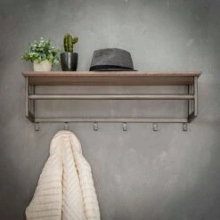 Merkloos DePauwWonen - 6 Haken Roede/hoedenplank Kapstok - LxBxH = 80 X 24 X 30cm - Grijs - Hangkapstok, Kapstok Haken, Hangend, Industrieel, Wandkapstok -Happy Horse Winkel 1200x1200 515