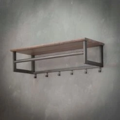 Merkloos DePauwWonen - 6 Haken Roede/hoedenplank Kapstok - LxBxH = 80 X 24 X 30cm - Grijs - Hangkapstok, Kapstok Haken, Hangend, Industrieel, Wandkapstok -Happy Horse Winkel 1200x1200 516