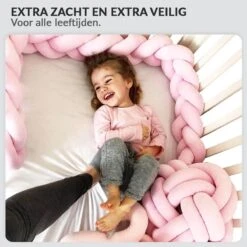 Buxibo Baby Bed Bumper - Baby Veiligheid/Hoofdbescherming/Bedbescherming - Multifunctionele Voedingskussen/Bedomrande/Boxomrander - 200CM - Roze -Happy Horse Winkel 1200x1200 643