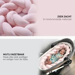 Buxibo Baby Bed Bumper - Baby Veiligheid/Hoofdbescherming/Bedbescherming - Multifunctionele Voedingskussen/Bedomrande/Boxomrander - 200CM - Roze -Happy Horse Winkel 1200x1200 644