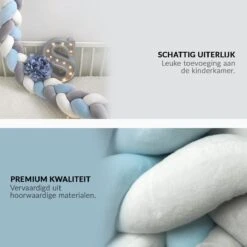 Buxibo Baby Bed Bumper - Baby Veiligheid/Hoofdbescherming/Bedbescherming - Multifunctionele Voedingskussen/Bedomrande/Boxomrander - 200CM - Blauw -Happy Horse Winkel 1200x1200 655