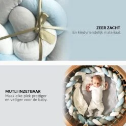 Buxibo Baby Bed Bumper - Baby Veiligheid/Hoofdbescherming/Bedbescherming - Multifunctionele Voedingskussen/Bedomrande/Boxomrander - 200CM - Blauw -Happy Horse Winkel 1200x1200 660