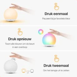 LUSQ® - Oplaadbaar Nachtlampje Voor Kinderen - Warm Wit - Nachtlampje Baby - Dimbaar En Draadloos - Timer- En Geheugenfunctie - USB Oplaadbaar Nachtlampje Volwassenen -Happy Horse Winkel 1200x1200 809