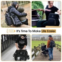 NanaBeebi Luiertas Rugzak Met Verschoonmatje - Zwart - Inclusief Flessenwarmhouder - Kinderwagenhaken En Isoleervak -Happy Horse Winkel 1200x1200 913