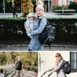 NanaBeebi Luiertas Rugzak Met Verschoonmatje - Zwart - Inclusief Flessenwarmhouder - Kinderwagenhaken En Isoleervak -Happy Horse Winkel 1200x1200 914