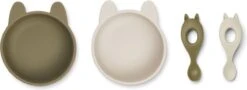 Liewood - Evan Kinderserviesset 2-delig Siliconen Set - Kinderserviesset - Rabbit KhakiSandy Mix