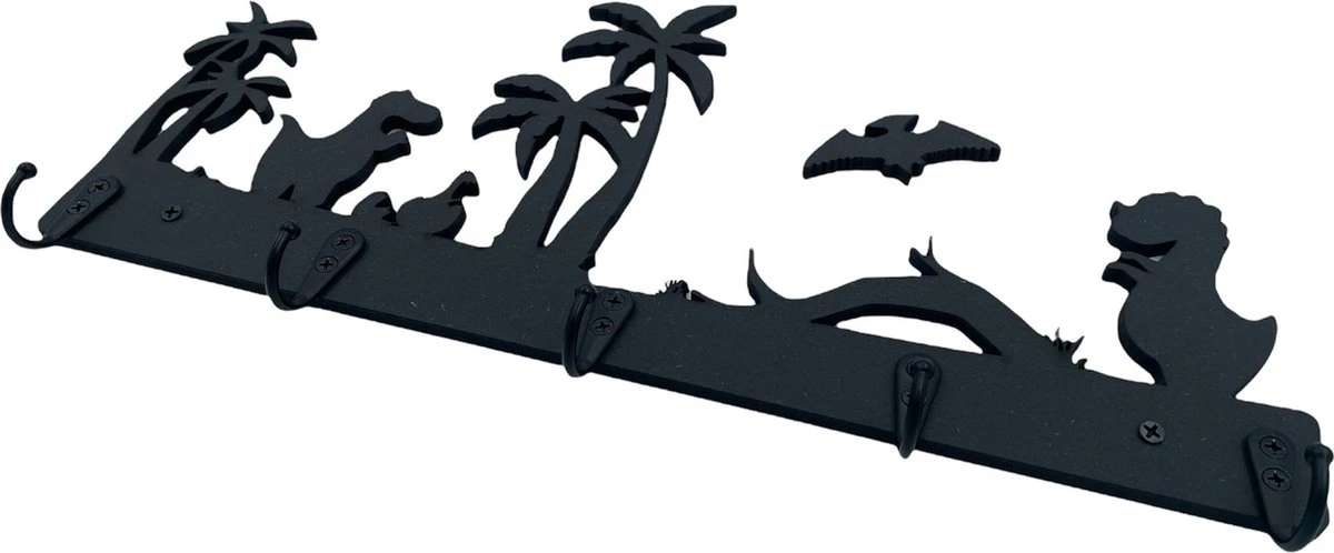 Merkloos Kinderkapstok - Kapstok Kinderen Dino - Kinderkamer Haakjes - Zwart - Hout - 5 Haken - Met Bevestigingsmateriaal 4 Merkloos Kinderkapstok - Kapstok Kinderen Dino - Kinderkamer Haakjes - Zwart - Hout - 5 Haken - Met Bevestigingsmateriaal - Afbeelding 2