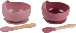 2 Stuks - Baby Bordjes Met Zuignap Met Lepel - Roze - Siliconen Kommetjes