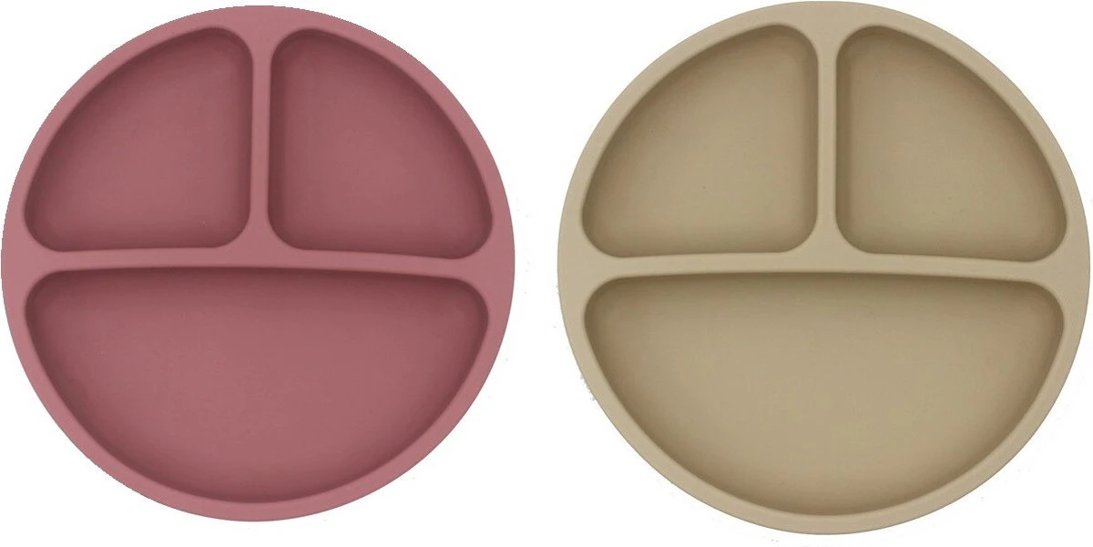 2 Stuks - Kinderbord - Baby Bordjes - Kinderservies - Roze Beige - Siliconen BPA Vrij - Onbreekbaar 3 2 Stuks - Kinderbord - Baby Bordjes - Kinderservies - Roze Beige - Siliconen BPA Vrij - Onbreekbaar