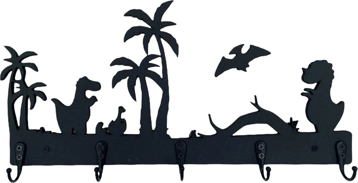Merkloos Kinderkapstok - Kapstok Kinderen Dino - Kinderkamer Haakjes - Zwart - Hout - 5 Haken - Met Bevestigingsmateriaal 3 Merkloos Kinderkapstok - Kapstok Kinderen Dino - Kinderkamer Haakjes - Zwart - Hout - 5 Haken - Met Bevestigingsmateriaal