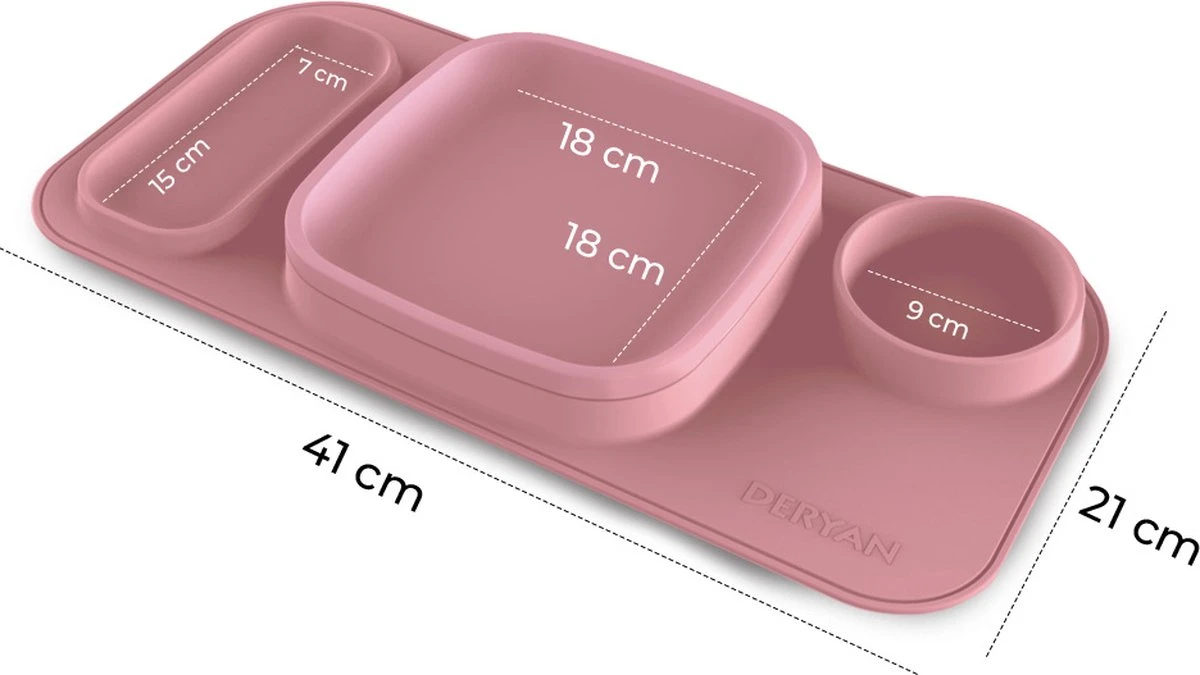 Deryan Quuby Set - Placemat - Plate Set - Kinderservies - Drinkbeker - Roze/Grijs 11 Deryan Quuby Set - Placemat - Plate Set - Kinderservies - Drinkbeker - Roze/Grijs - Afbeelding 9