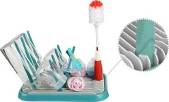 Nevi Afdruiprek Met Lekbak - Afdruipmat Voor 10 Flessen - Opvouwbaar Droogrek Babyfles - Inclusief Afwasborstel -Happy Horse Winkel 1200x726