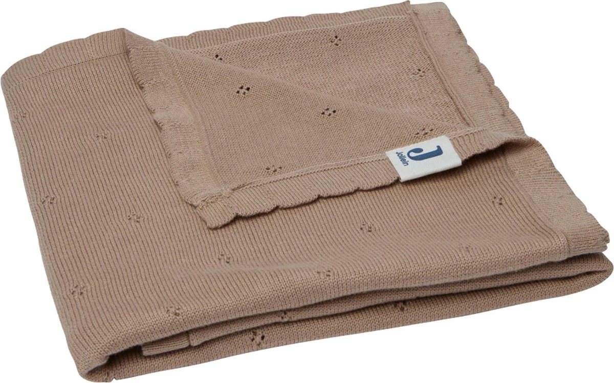 Jollein Baby Deken Wieg 75x100cm Pointelle - Biscuit 3 Jollein Baby Deken Wieg 75x100cm Pointelle - Biscuit