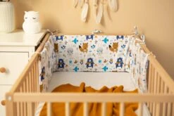 Sensillo Baby Bedbumper - Bedomrander - Anti Stootrand Ledikant - Bed Zijbeschermers - 180x30cm - Wafel Grijs Bosdiertjes -Happy Horse Winkel 1200x800 117