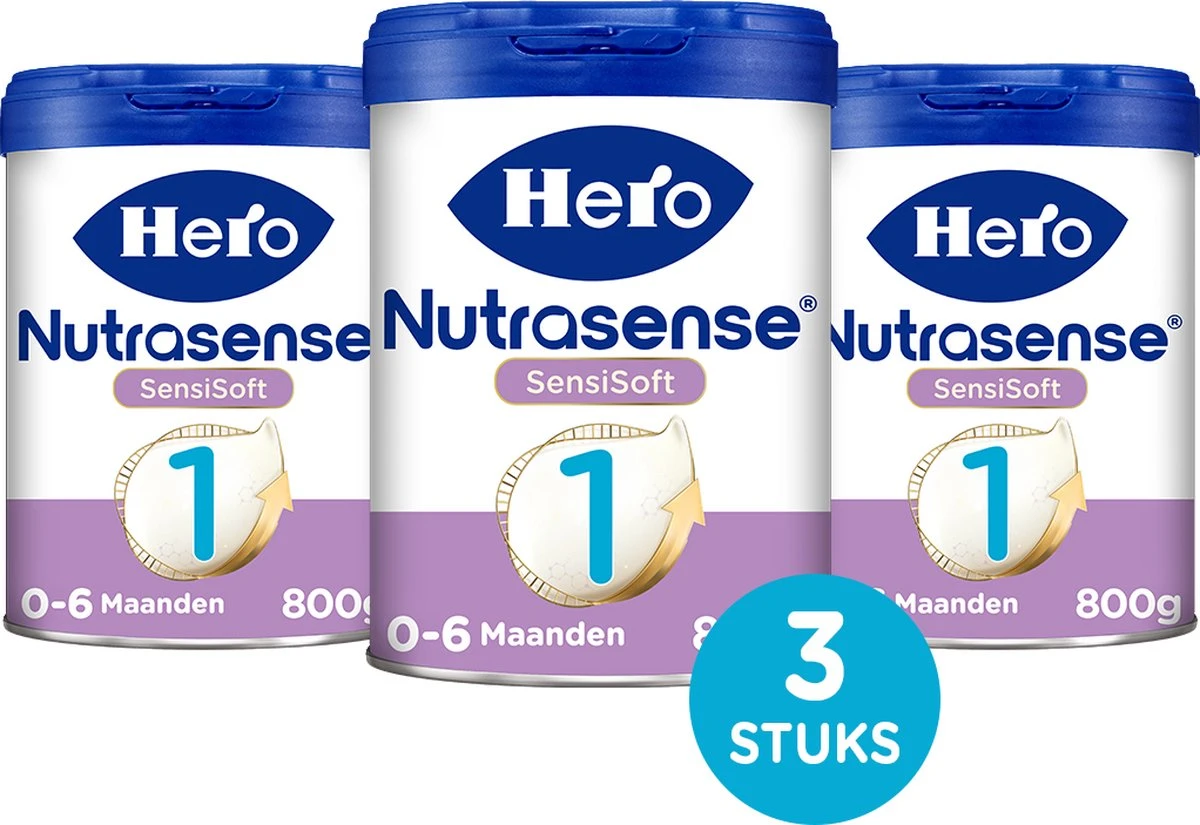 Hero Nutrasense SensiSoft Zuigelingenvoeding 1 - Flesvoeding Van 0 Tot 6 Maanden - 3 X 800 Gram - Met Melkvet - Palmolie Vrij 6 Hero Nutrasense SensiSoft Zuigelingenvoeding 1 - Flesvoeding Van 0 Tot 6 Maanden - 3 X 800 Gram - Met Melkvet - Palmolie Vrij - Afbeelding 4