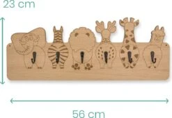 Jooba® Kinderkapstok Voor Kinderkamer - 6 Metalen Haken - XL - Hout -Wandkapstok - Kapstok Met Dieren - Met Bevestigingsmateriaal -Happy Horse Winkel 1200x827 3