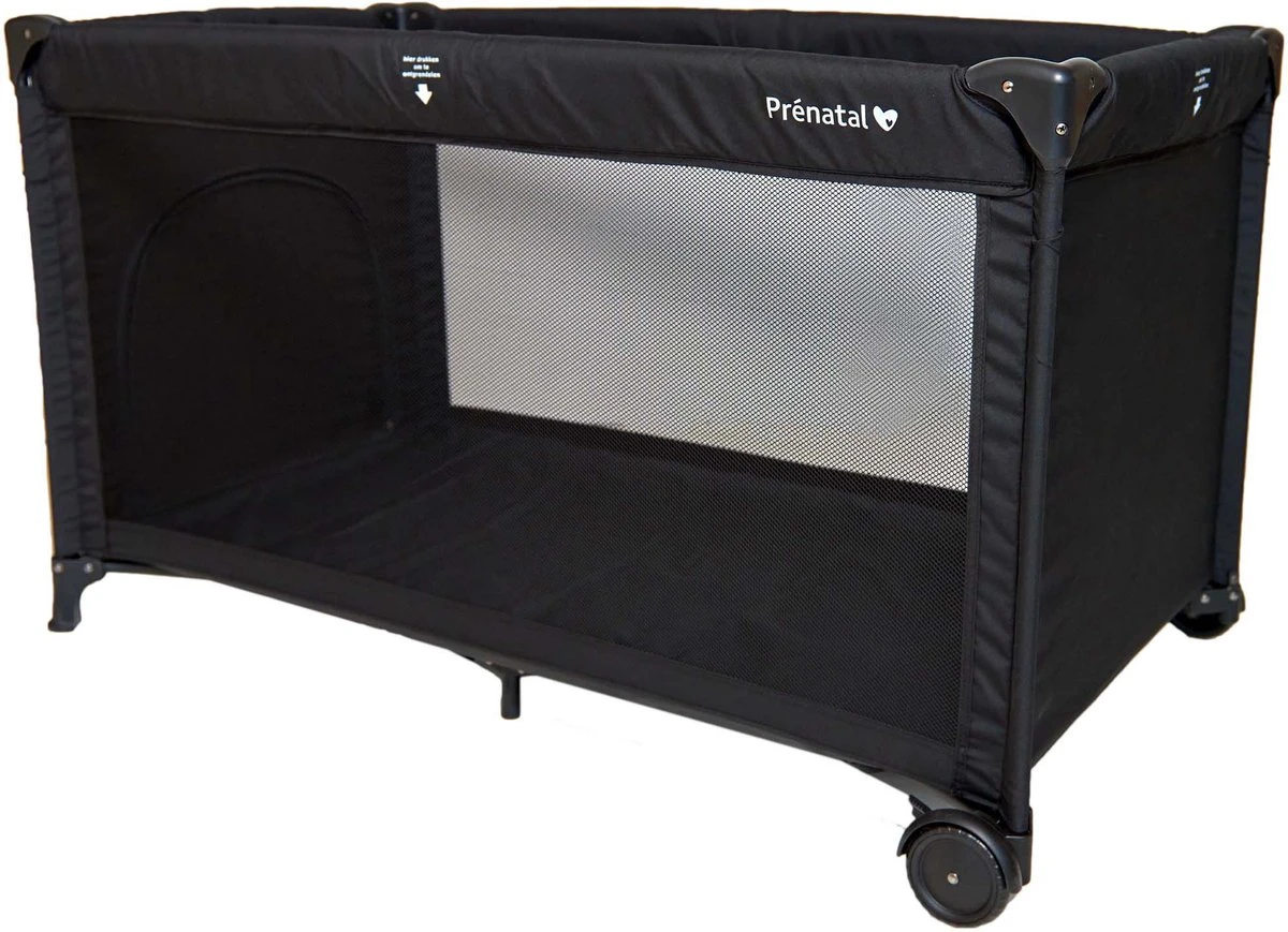 Prénatal Luxe Campingbedje Met Bodemmatras - Inclusief Draagtas - Inklapbaar Baby Campingbed - Met Wieltjes En Kruipluik - 120 X 60 Cm - Zwart 4 Prénatal Luxe Campingbedje Met Bodemmatras - Inclusief Draagtas - Inklapbaar Baby Campingbed - Met Wieltjes En Kruipluik - 120 X 60 Cm - Zwart - Afbeelding 2