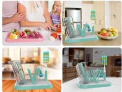 Nevi Afdruiprek Met Lekbak - Afdruipmat Voor 10 Flessen - Opvouwbaar Droogrek Babyfles - Inclusief Afwasborstel -Happy Horse Winkel 1200x904