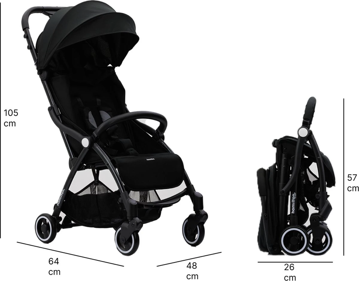 Hamilton By Yoop X1 Plus Kinderwagen - Buggy Met Monteerbare Wieg - Premium Stroller Met One Hand Folding Technologie - Nieuw, Hoger, Uitgebreider 2023 Model - Zwart - Licht, Verstelbaar, Wendbaar En Geschikt Van 0 Maanden Tot 4 Jaar 10 Hamilton By Yoop X1 Plus Kinderwagen - Buggy Met Monteerbare Wieg - Premium Stroller Met One Hand Folding Technologie - Nieuw, Hoger, Uitgebreider 2023 Model - Zwart - Licht, Verstelbaar, Wendbaar En Geschikt Van 0 Maanden Tot 4 Jaar - Afbeelding 8