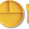 Kids Cultures | Baby Bord Met Zuignap Incl. Lepel | Kinderbord | Baby Bord | Kinderservies | Geel