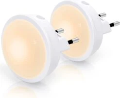 Aigostar 10BA4 - 2 Stuks LED Nachtlampje Stopcontact - Dimbare Nachtlampjes Met Sensor - Nacht Lamp - Kinderen & Baby - Wit