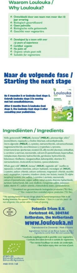 Loulouka 1 Geit – Biologische Zuigelingenmelk Op Basis Van Volle Geitenmelk – 400g -Happy Horse Winkel 339x1200