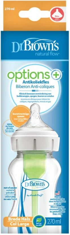 Dr. Brown's Options+ Anti-colic Bottle Brede Hals Fles - 270 Ml -Happy Horse Winkel 361x1200