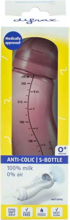 Difrax - S-Fles Natural - Babyfles Raspberry - 0+ Maanden - 250ml -Happy Horse Winkel 386x1200 2
