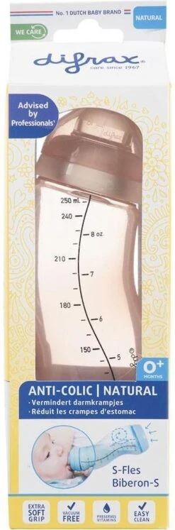 Difrax Anti-Colic S-Babyfles Natural - 250 Ml - Blossom/Roze -Happy Horse Winkel 397x1200