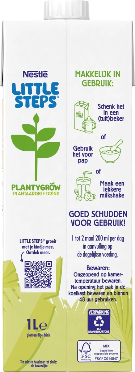 Nestlé LITTLE STEPS® Plantygrow Plantaardige Drink 1-3+jaar 4 Nestlé LITTLE STEPS® Plantygrow Plantaardige Drink 1-3+jaar - Afbeelding 2