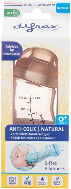 Difrax Anti-Colic S-Babyfles Natural - 170 Ml - Blossom/Roze -Happy Horse Winkel 454x1200